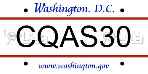 CQAS30 District Of Columbia License Plate