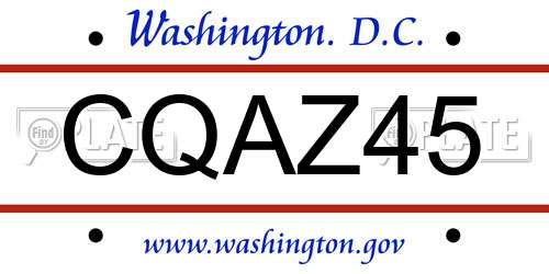 CQAZ45 District Of Columbia License Plate