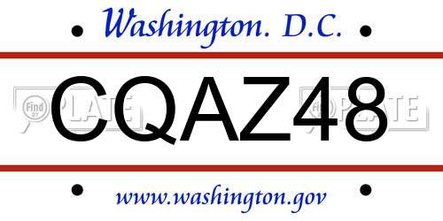 CQAZ48 District Of Columbia License Plate