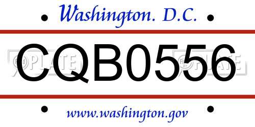 CQB0556 District Of Columbia License Plate