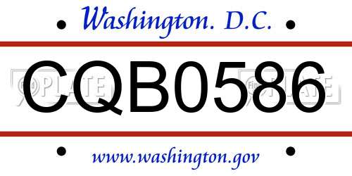 CQB0586 District Of Columbia License Plate