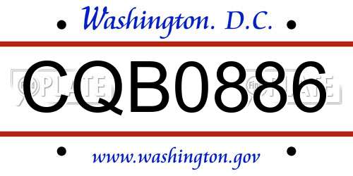 CQB0886 District Of Columbia License Plate