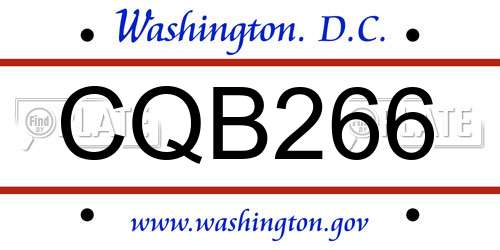 CQB266 District Of Columbia License Plate