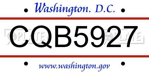 CQB5927 District Of Columbia License Plate