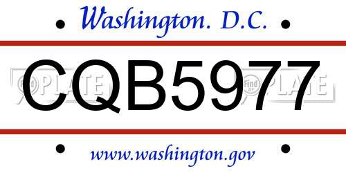 CQB5977 District Of Columbia License Plate