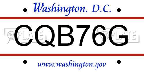 CQB76G District Of Columbia License Plate