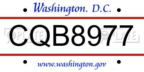 CQB8977 District Of Columbia License Plate