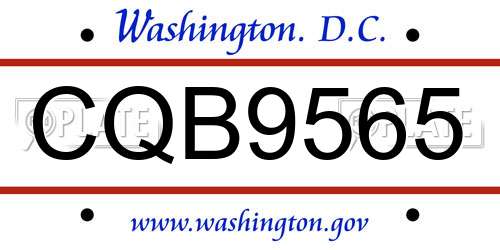 CQB9565 District Of Columbia License Plate