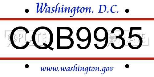CQB9935 District Of Columbia License Plate