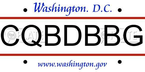 CQBDBBG District Of Columbia License Plate