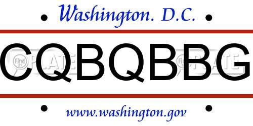 CQBQBBG District Of Columbia License Plate