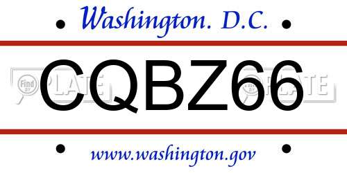 CQBZ66 District Of Columbia License Plate