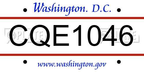 CQE1046 District Of Columbia License Plate