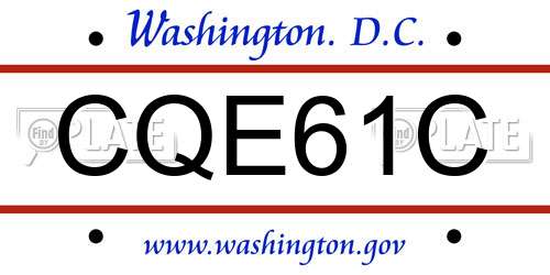 CQE61C District Of Columbia License Plate
