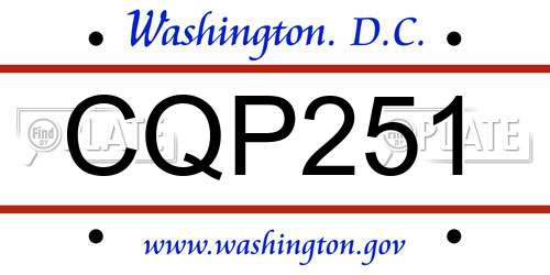 CQP251 District Of Columbia License Plate