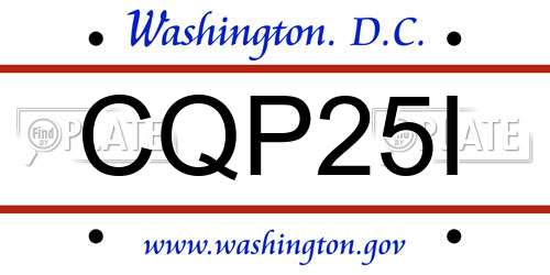 CQP25I District Of Columbia License Plate