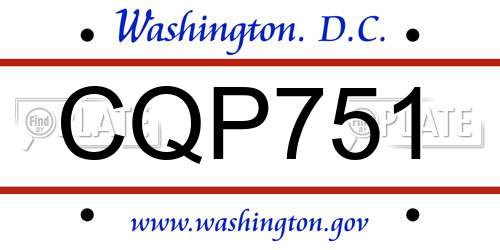CQP751 District Of Columbia License Plate