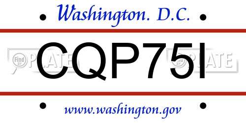 CQP75I District Of Columbia License Plate