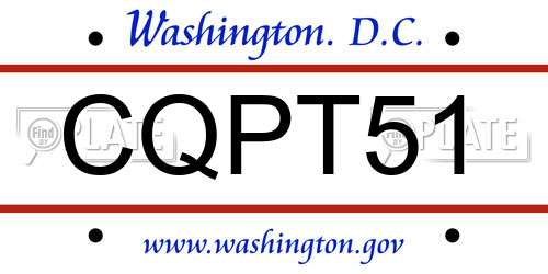 CQPT51 District Of Columbia License Plate