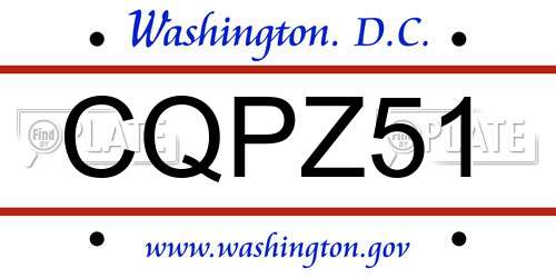 CQPZ51 District Of Columbia License Plate