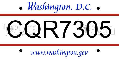 CQR7305 District Of Columbia License Plate