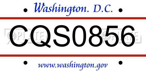 CQS0856 District Of Columbia License Plate