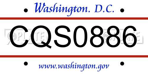 CQS0886 District Of Columbia License Plate