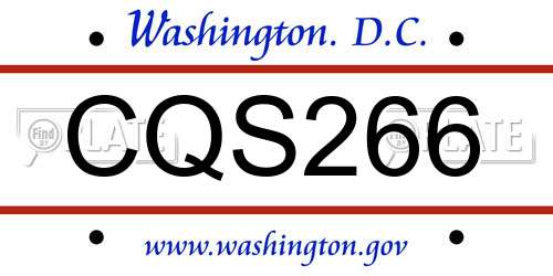 CQS266 District Of Columbia License Plate