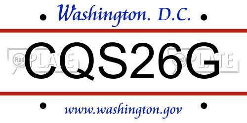 CQS26G District Of Columbia License Plate