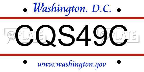 CQS49C District Of Columbia License Plate