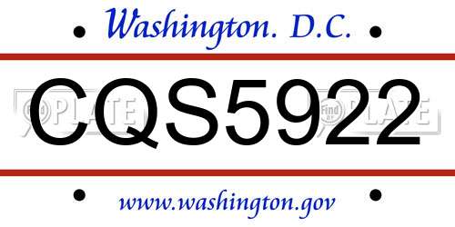 CQS5922 District Of Columbia License Plate