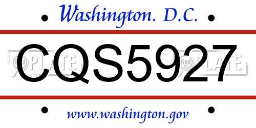 CQS5927 District Of Columbia License Plate