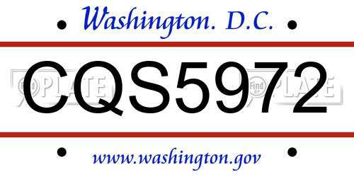 CQS5972 District Of Columbia License Plate