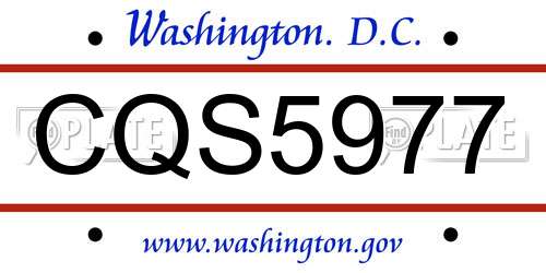 CQS5977 District Of Columbia License Plate