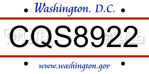 CQS8922 District Of Columbia License Plate