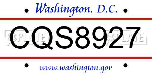 CQS8927 District Of Columbia License Plate