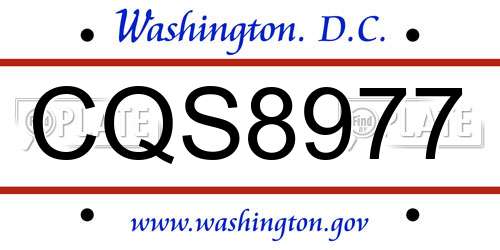 CQS8977 District Of Columbia License Plate