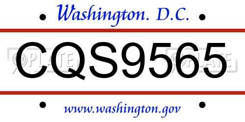CQS9565 District Of Columbia License Plate