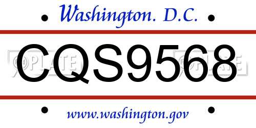 CQS9568 District Of Columbia License Plate