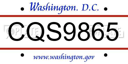 CQS9865 District Of Columbia License Plate