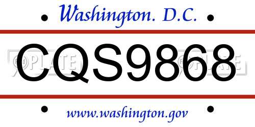 CQS9868 District Of Columbia License Plate