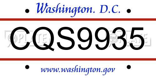 CQS9935 District Of Columbia License Plate