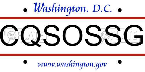 CQSOSSG District Of Columbia License Plate