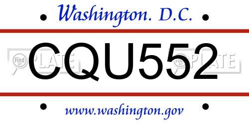 CQU552 District Of Columbia License Plate