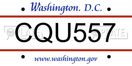 CQU557 District Of Columbia License Plate