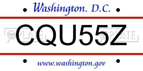 CQU55Z District Of Columbia License Plate