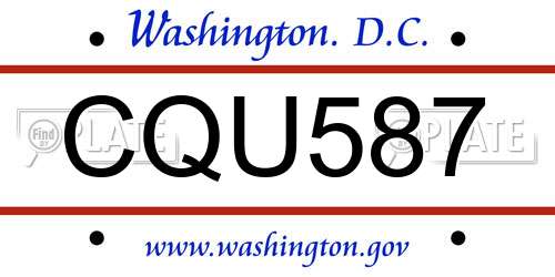 CQU587 District Of Columbia License Plate