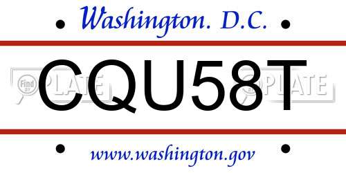 CQU58T District Of Columbia License Plate