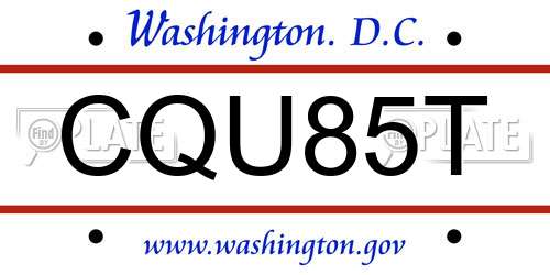 CQU85T District Of Columbia License Plate