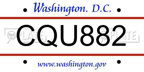 CQU882 District Of Columbia License Plate